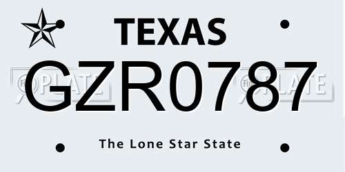 GZR0787 Texas License Plate