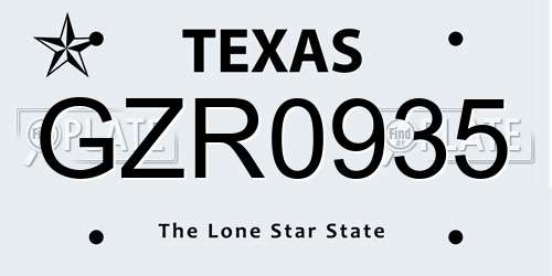 GZR0935 Texas License Plate
