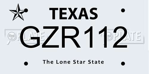 GZR112 Texas License Plate