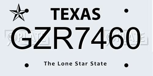 GZR7460 Texas License Plate