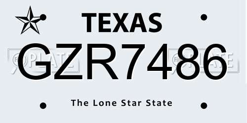 GZR7486 Texas License Plate
