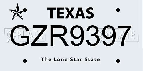 GZR9397 Texas License Plate