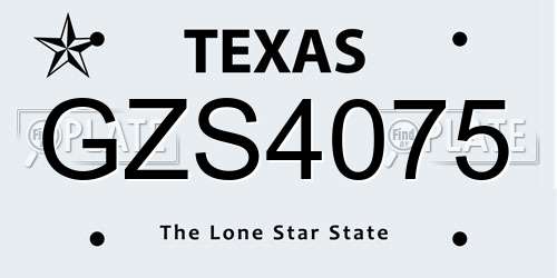 GZS4075 Texas License Plate