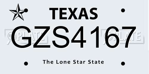 GZS4167 Texas License Plate