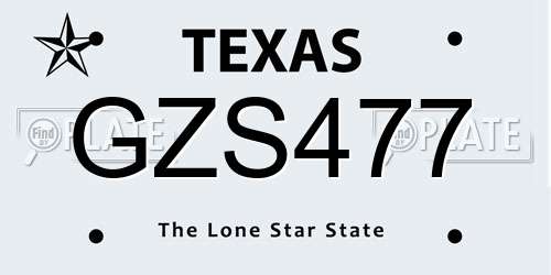 GZS477 Texas License Plate
