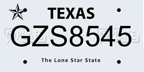 GZS8545 Texas License Plate