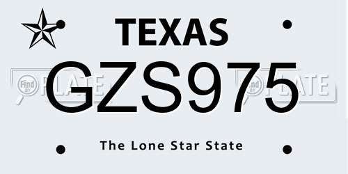 GZS975 Texas License Plate