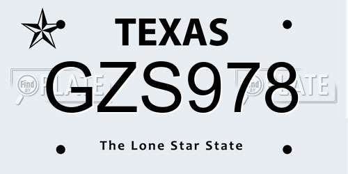 GZS978 Texas License Plate