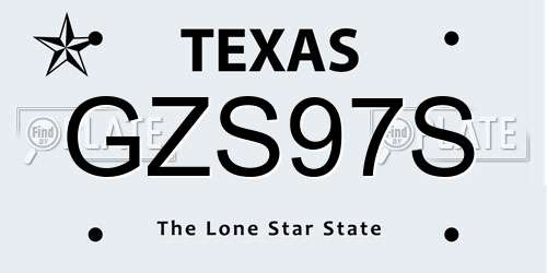 GZS97S Texas License Plate