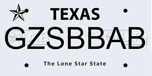 GZSBBAB Texas License Plate