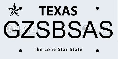 GZSBSAS Texas License Plate