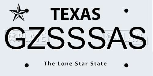 GZSSSAS Texas License Plate