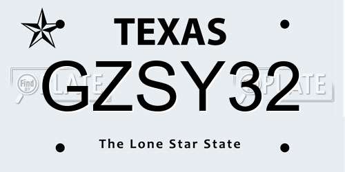 GZSY32 Texas License Plate
