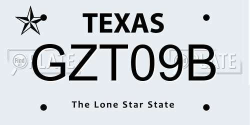 GZT09B Texas License Plate