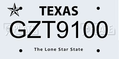 GZT9100 Texas License Plate