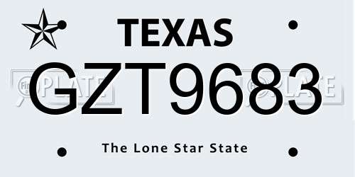 GZT9683 Texas License Plate