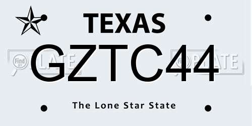 GZTC44 Texas License Plate