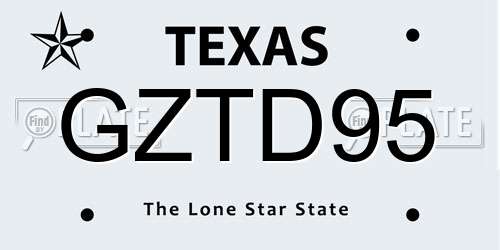 GZTD95 Texas License Plate