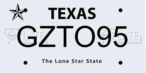GZTO95 Texas License Plate