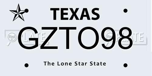 GZTO98 Texas License Plate
