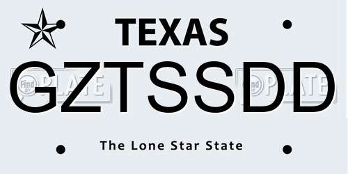GZTSSDD Texas License Plate