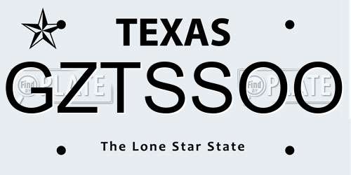 GZTSSOO Texas License Plate