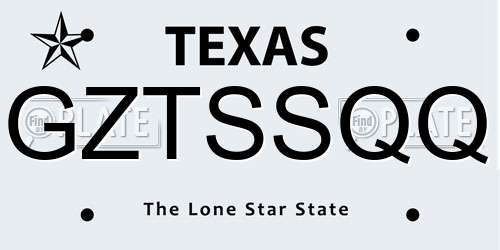 GZTSSQQ Texas License Plate