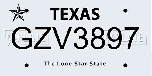 GZV3897 Texas License Plate