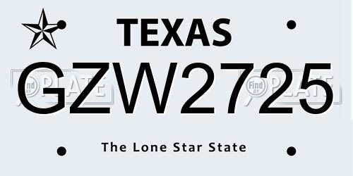 GZW2725 Texas License Plate