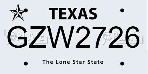 GZW2726 Texas License Plate
