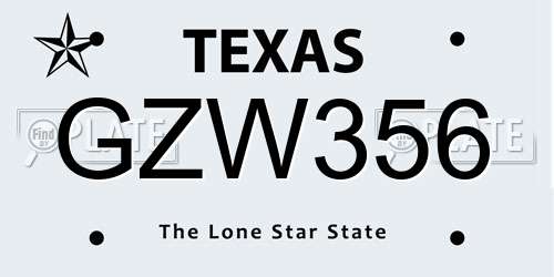 GZW356 Texas License Plate