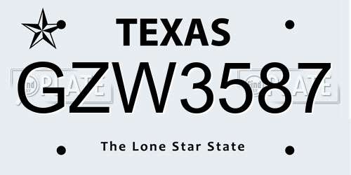 GZW3587 Texas License Plate