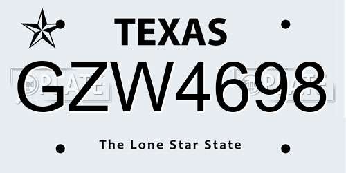 GZW4698 Texas License Plate