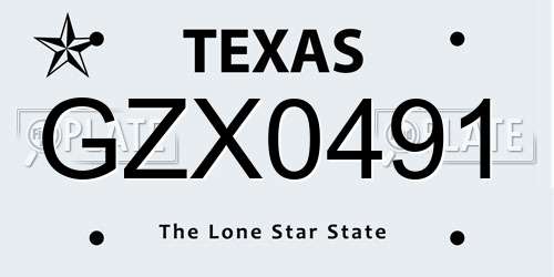 GZX0491 Texas License Plate