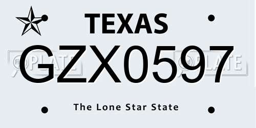 GZX0597 Texas License Plate