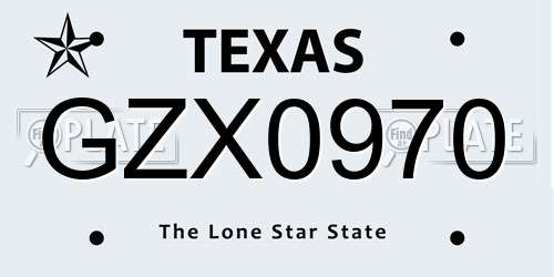 GZX0970 Texas License Plate