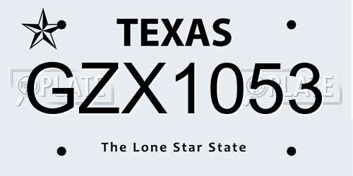 GZX1053 Texas License Plate