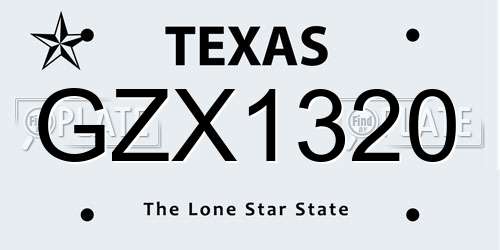GZX1320 Texas License Plate
