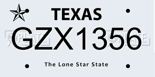 GZX1356 Texas License Plate