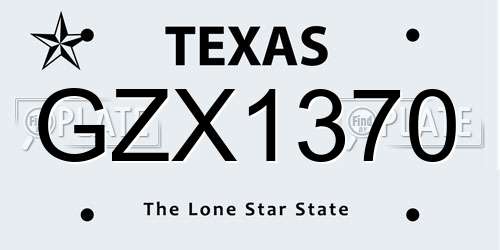 GZX1370 Texas License Plate