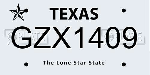 GZX1409 Texas License Plate
