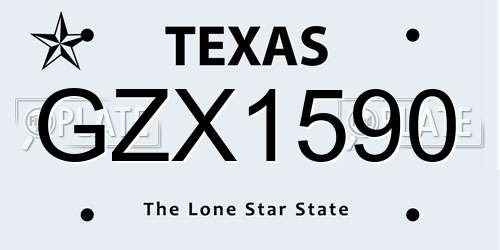 GZX1590 Texas License Plate