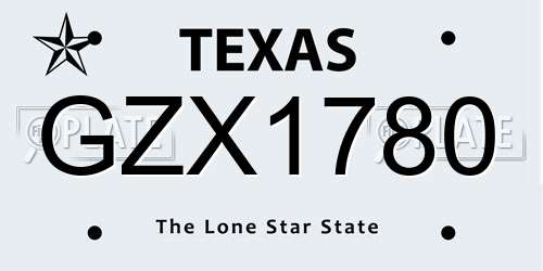 GZX1780 Texas License Plate