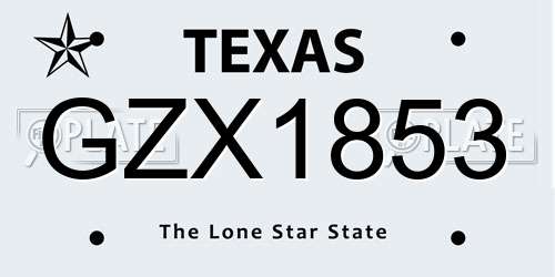 GZX1853 Texas License Plate