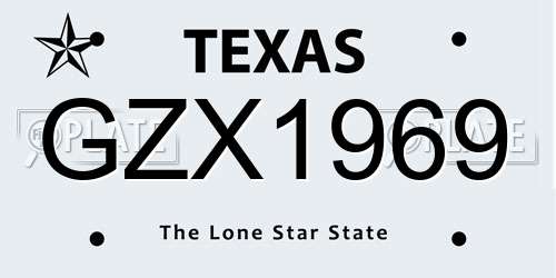 GZX1969 Texas License Plate