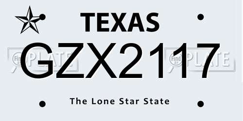 GZX2117 Texas License Plate