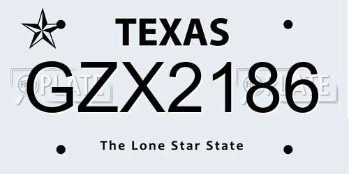 GZX2186 Texas License Plate