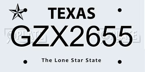 GZX2655 Texas License Plate