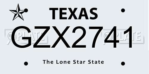 GZX2741 Texas License Plate