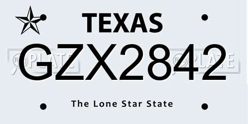 GZX2842 Texas License Plate